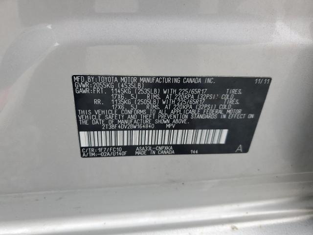 2T3BF4DV2BW164840 - 2011 TOYOTA RAV4 SILVER photo 13