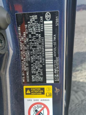 4T4BF1FK0GR556562 - 2016 TOYOTA CAMRY LE BLUE photo 12