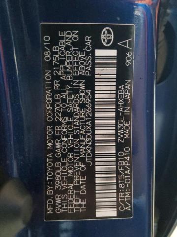 JTDKN3DUXA1266954 - 2010 TOYOTA PRIUS Көк фото 12