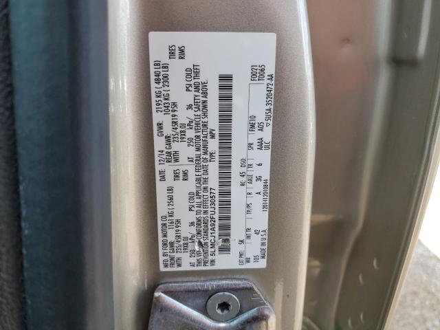 5LMCJ1A92FUJ30577 - 2015 LINCOLN MKC BEIGE photo 12