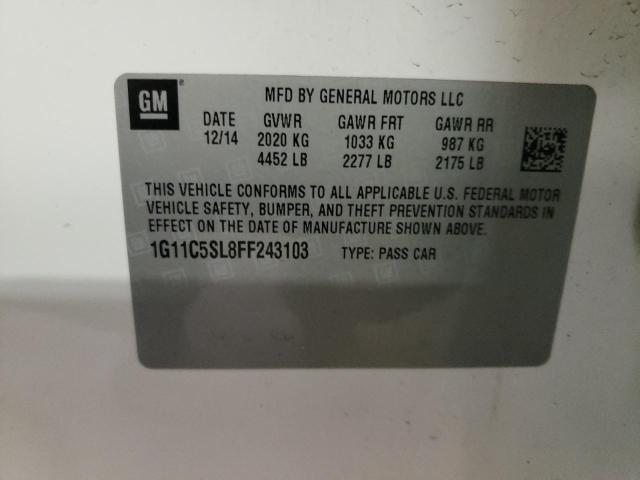 1G11C5SL8FF243103 - 2015 CHEVROLET MALIBU 1LT 白色 照片 13