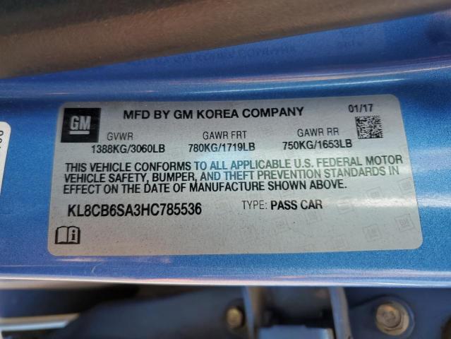 KL8CB6SA3HC785536 - 2017 CHEVROLET SPARK LS BLUE photo 12