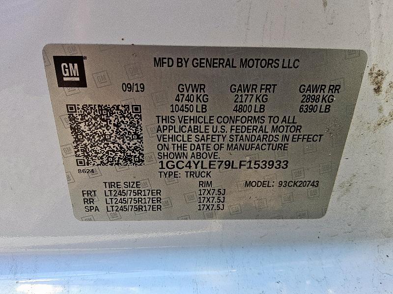 1GC4YLE79LF153933 - 2020 CHEVROLET SILVERADO K2500 HEAVY DUTY WHITE photo 12