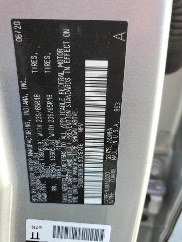 5TDHZRBH3LS028246 - 2020 TOYOTA HIGHLANDER XLE SILVER photo 14