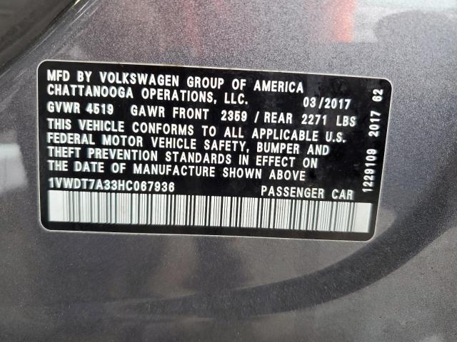 1VWDT7A33HC067936 - 2017 VOLKSWAGEN PASSAT R-LINE Boz foto 13
