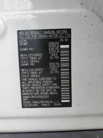 KNMAT2MT5JP623120 - 2018 NISSAN ROGUE S Белый фото 12