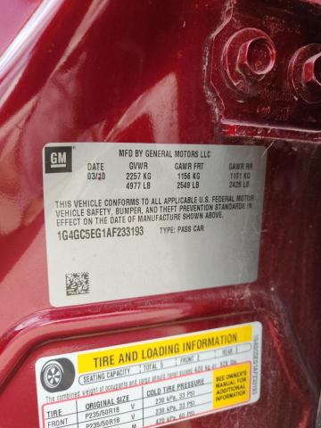 1G4GC5EG1AF233193 - 2010 BUICK LACROSSE CXL MAROON photo 12