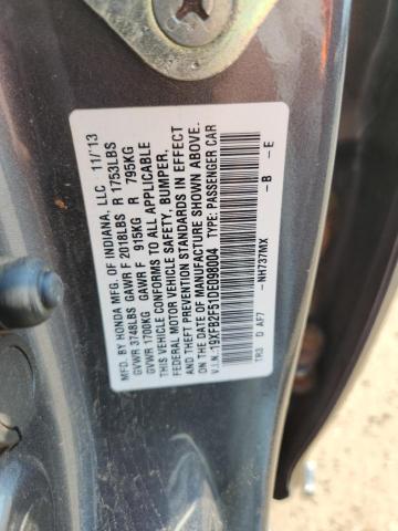 19XFB2F51DE098004 - 2013 HONDA CIVIC LX GRAY photo 12