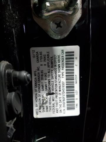 2HGFB2F57DH516507 - 2013 HONDA CIVIC LX BLACK photo 13