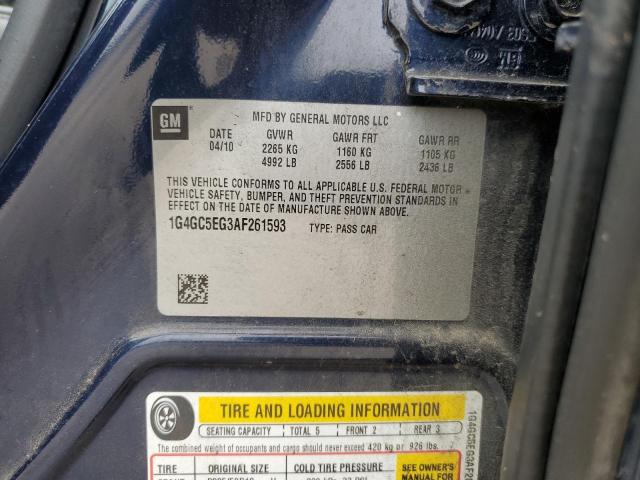 1G4GC5EG3AF261593 - 2010 BUICK LACROSSE CXL Bleu photo 12