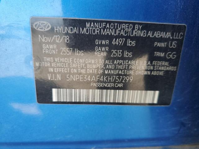 5NPE34AF4KH757299 - 2019 HYUNDAI SONATA LIMITED BLUE photo 12