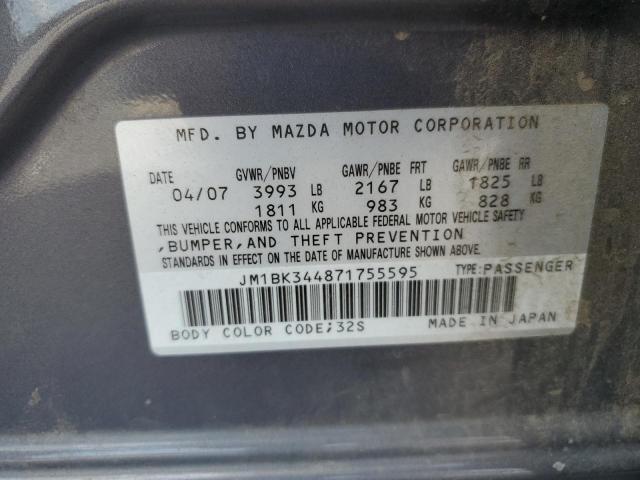 JM1BK344871755595 - 2007 MAZDA 3 HATCHBACK GRAY photo 12