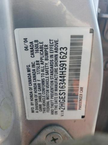 2HGES16344H591623 - 2004 HONDA CIVIC DX VP SILVER photo 13