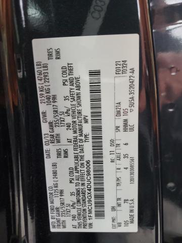 1FMCU9GX4DUC98006 - 2013 FORD ESCAPE SE BLACK photo 13