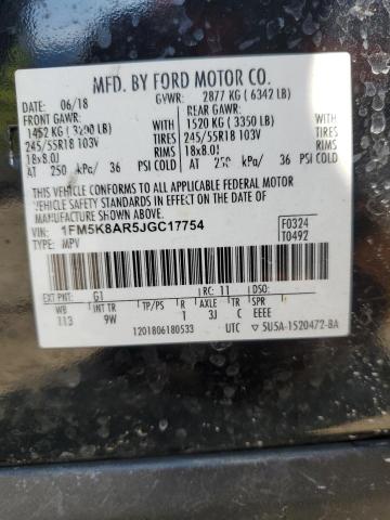 1FM5K8AR5JGC17754 - 2018 FORD EXPLORER POLICE INTERCEPTOR BLACK photo 13