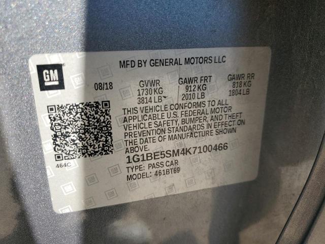 1G1BE5SM4K7100466 - 2019 CHEVROLET CRUZE LT GRAY photo 12