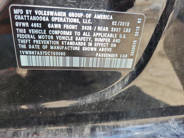1VWBN7A37DC103090 - 2013 VOLKSWAGEN PASSAT SE BLACK photo 12