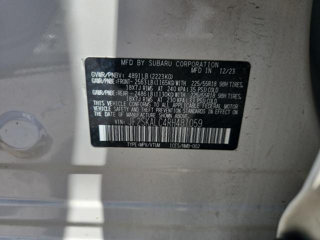 JF2SKALC4RH481059 - 2024 SUBARU FORESTER LIMITED WHITE photo 13