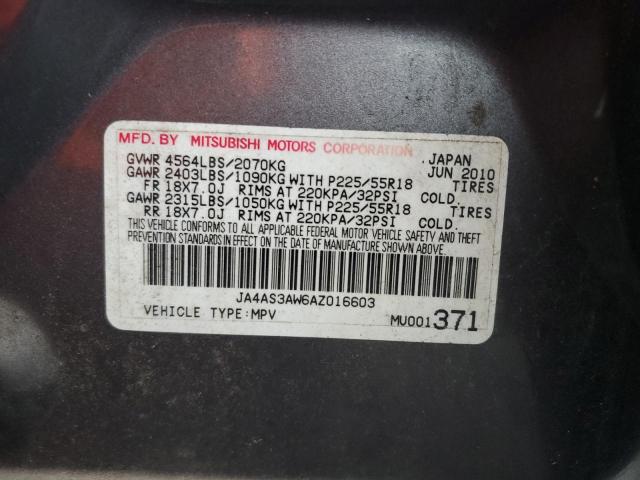 JA4AS3AW6AZ016603 - 2010 MITSUBISHI OUTLANDER SE GRAY photo 13