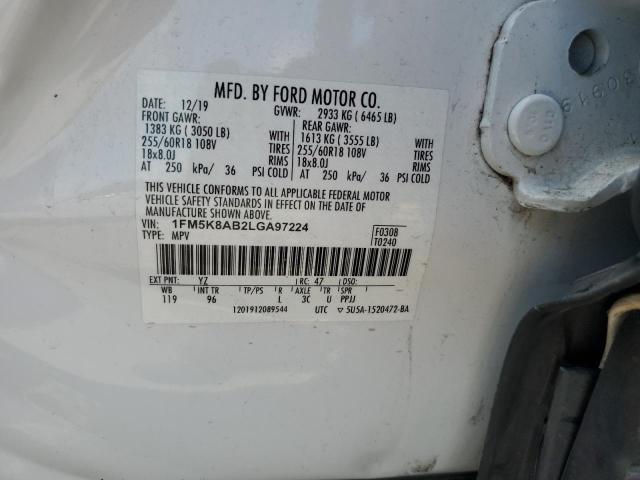 1FM5K8AB2LGA97224 - 2020 FORD EXPLORER POLICE INTERCEPTOR WHITE photo 13