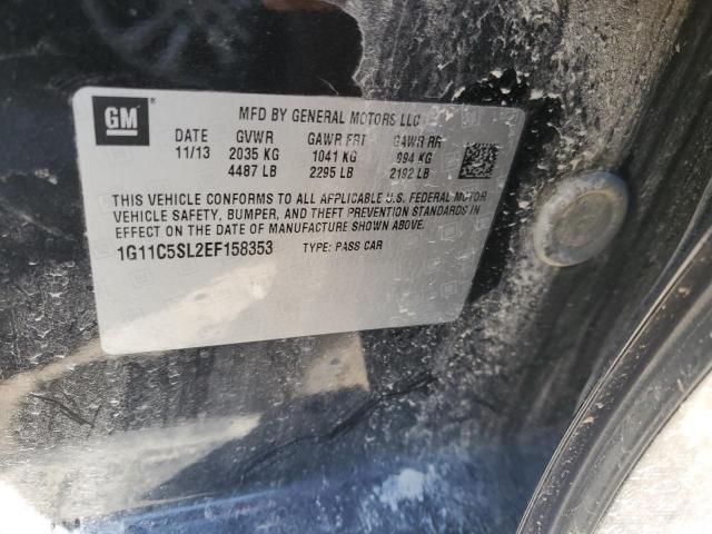 1G11C5SL2EF158353 - 2014 CHEVROLET MALIBU 1LT BLACK photo 12