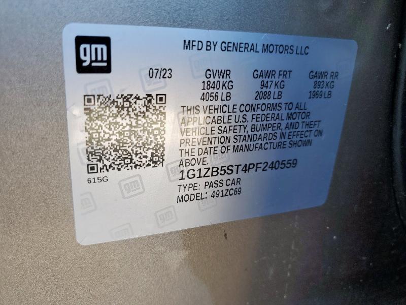 1G1ZB5ST4PF240559 - 2023 CHEVROLET MALIBU LS Қоңыр фото 12