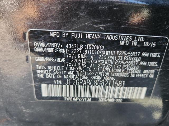 JF2GPABC8G8211581 - 2016 SUBARU CROSSTREK PREMIUM CHARCOAL photo 13