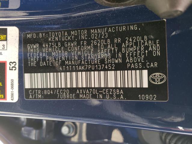 4T1T11AK7PU137452 - 2023 TOYOTA CAMRY SE NIGHT SHADE BLUE photo 13