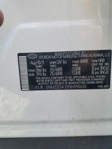 5NMS2DAJ3NH390620 - 2022 HYUNDAI SANTA FE SEL WHITE photo 14