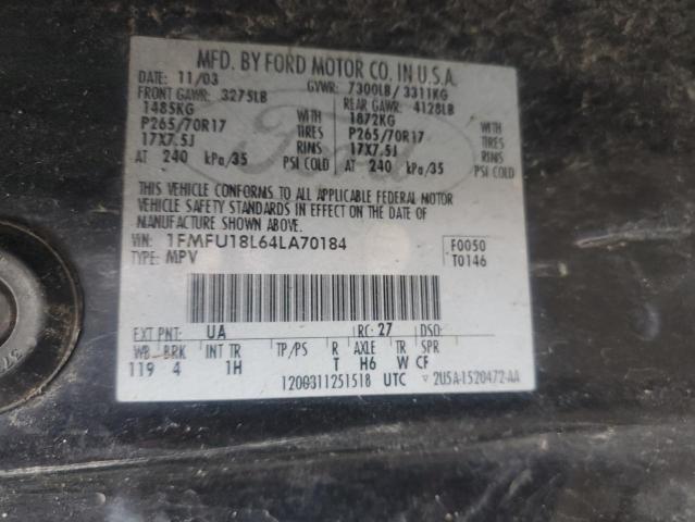 1FMFU18L64LA70184 - 2004 FORD EXPEDITION EDDIE BAUER BLACK photo 13