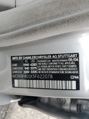 WDBRF40JX5F622078 - 2005 MERCEDES-BENZ C 230K SPORT SEDAN SILVER photo 12