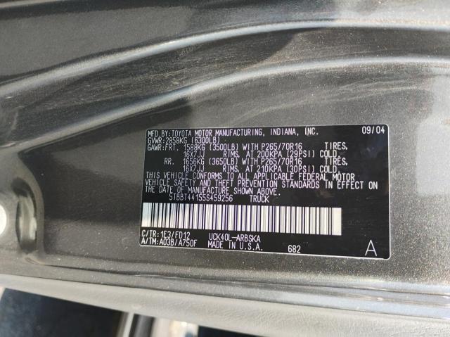 5TBBT44155S459256 - 2005 TOYOTA TUNDRA ACCESS CAB SR5 GRAY photo 10