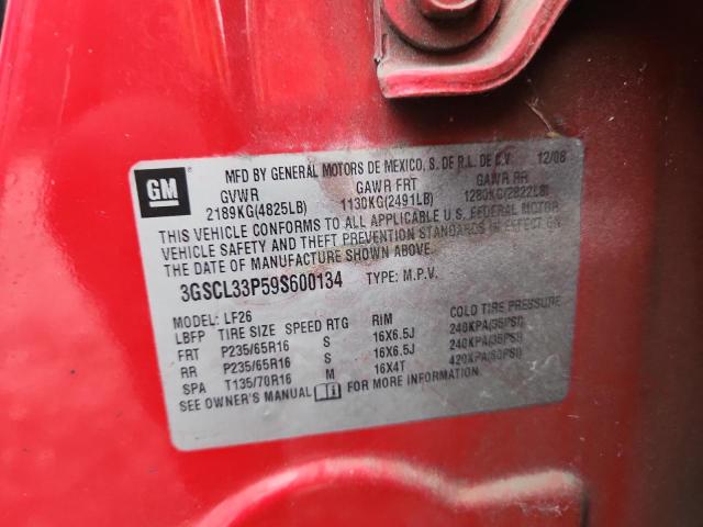 3GSCL33P59S600134 - 2009 SATURN VUE XE RED photo 13