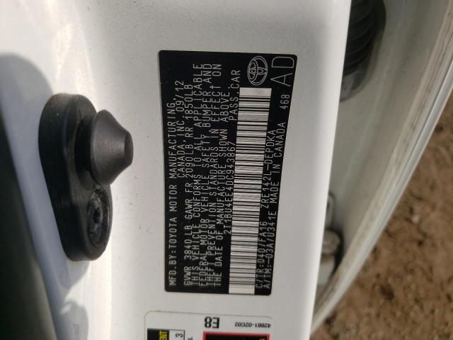 2T1BU4EE4DC943867 - 2013 TOYOTA COROLLA BASE WHITE photo 12