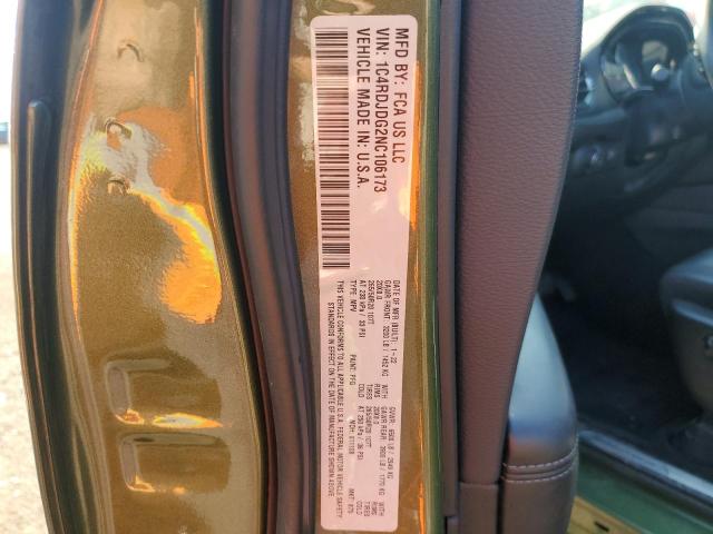 1C4RDJDG2NC106173 - 2022 DODGE DURANGO GT GREEN photo 14