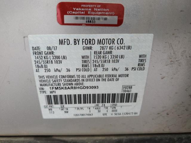 1FM5K8AR8HGD93093 - 2017 FORD EXPLORER POLICE INTERCEPTOR SILVER photo 13