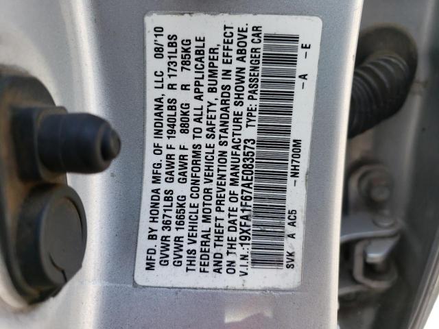 19XFA1F67AE083573 - 2010 HONDA CIVIC LX-S فضي صورة 12