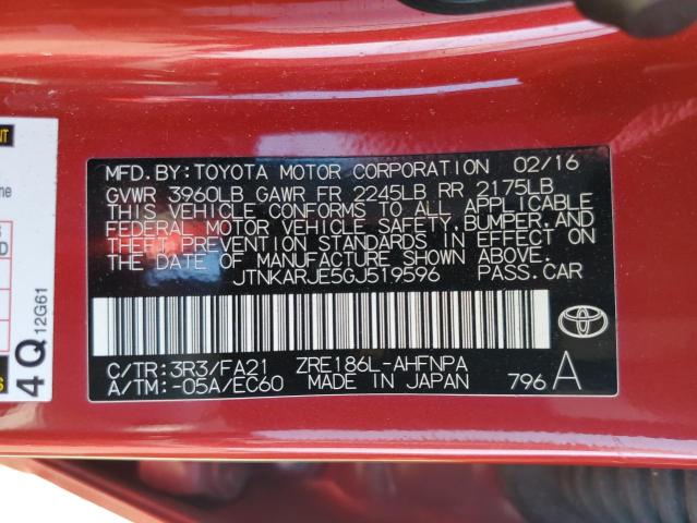 JTNKARJE5GJ519596 - 2016 TOYOTA SCION IM RED photo 12