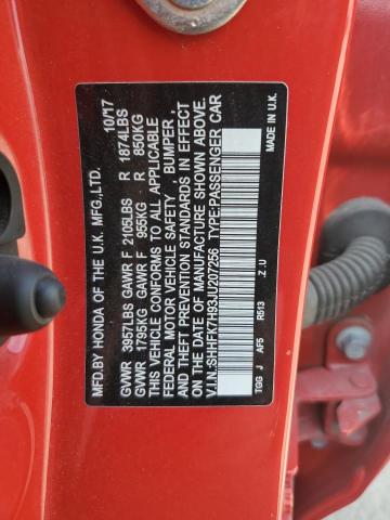 SHHFK7H93JU207256 - 2018 HONDA CIVIC SPORT TOURING RED photo 12