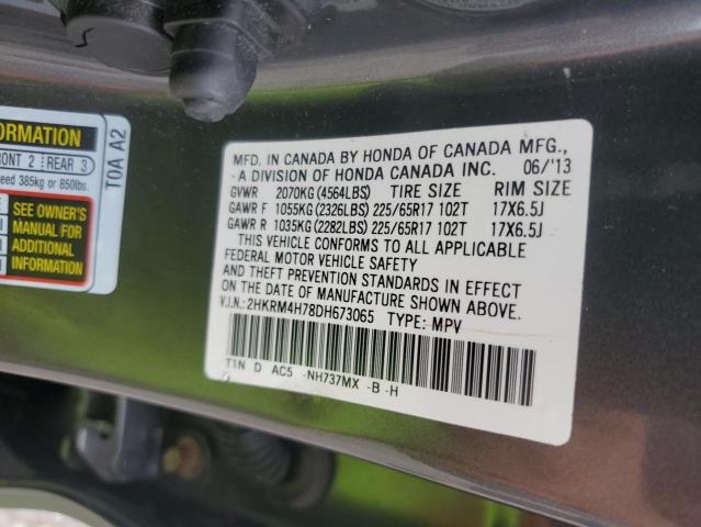 2HKRM4H78DH673065 - 2013 HONDA CR-V EXL GRAY photo 14