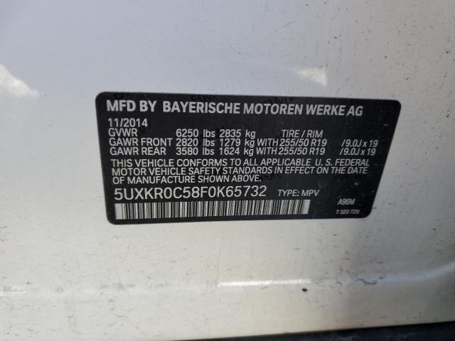 5UXKR0C58F0K65732 - 2015 BMW X5 XDRIVE35I WHITE photo 14