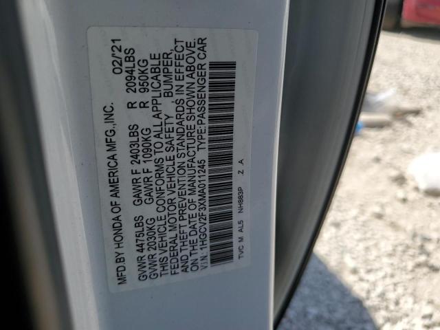 1HGCV2F3XMA011245 - 2021 HONDA ACCORD SPORT WHITE photo 12