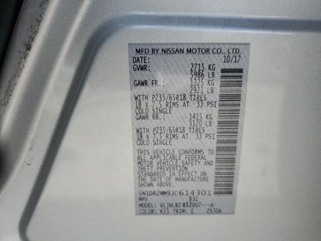 5N1DR2MM9JC614301 - 2018 NISSAN PATHFINDER S SILVER photo 12