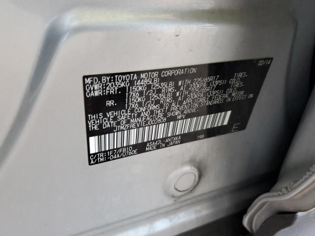 JTMZFREV1EJ002808 - 2014 TOYOTA RAV4 LE SILVER photo 13