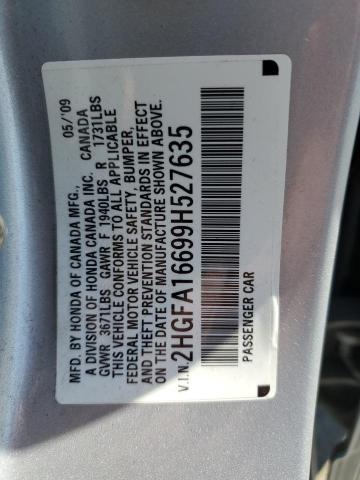 2HGFA16699H527635 - 2009 HONDA CIVIC LX-S Gümüş foto 12
