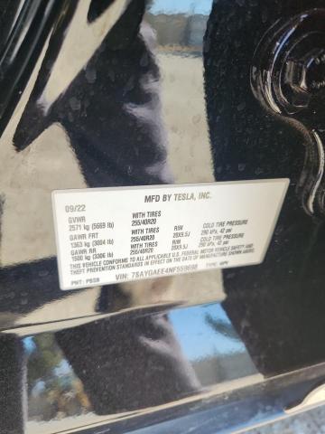 7SAYGAEE4NF559698 - 2022 TESLA MODEL Y BLACK photo 12