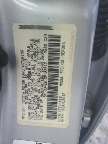 5YFBU4EE1DP183512 - 2013 TOYOTA COROLLA BASE Gümüş fotoğraf 12