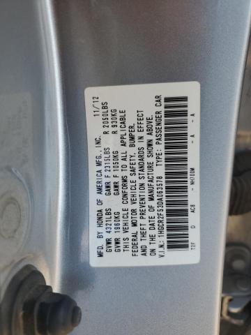 1HGCR2F53DA063578 - 2013 HONDA ACCORD SPORT SILVER photo 12