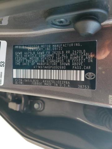 4T1K61AK6PU092680 - 2023 TOYOTA CAMRY XSE 灰色 照片 12