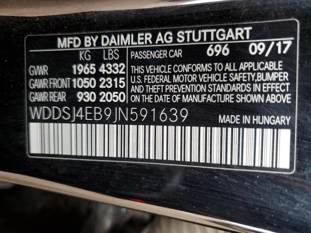 WDDSJ4EB9JN591639 - 2018 MERCEDES-BENZ CLA 250 BLACK photo 12